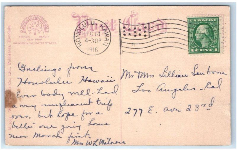 HONOLULU, HI Hawaii  ~ Ancient Style HAWAIIAN HULA DANCERS 1916 Postcard 