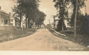 Searsport ME Dirt Road Leading Into Town, Houses Real Photo Postcard