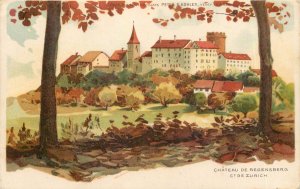 Switzerland Regensberg castle chromo Litho postcard