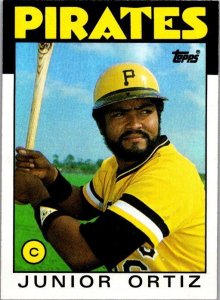 1986 Topps Baseball Card Junior Ortiz Pittsburgh Pirates sk10693