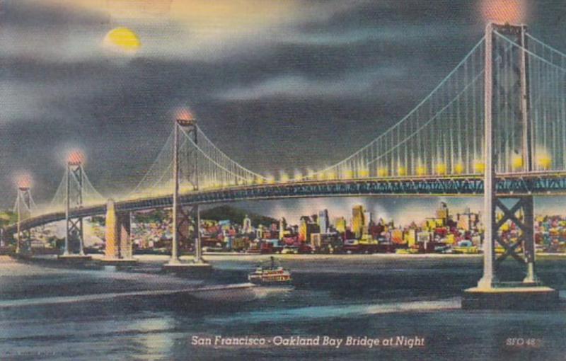 California San Francisco Oakland Bay Bridge At Night