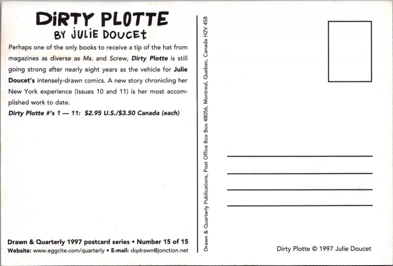 Postcard Dirty Plotte Julie Doucet Drawn & Quarterly Series 15 of 15