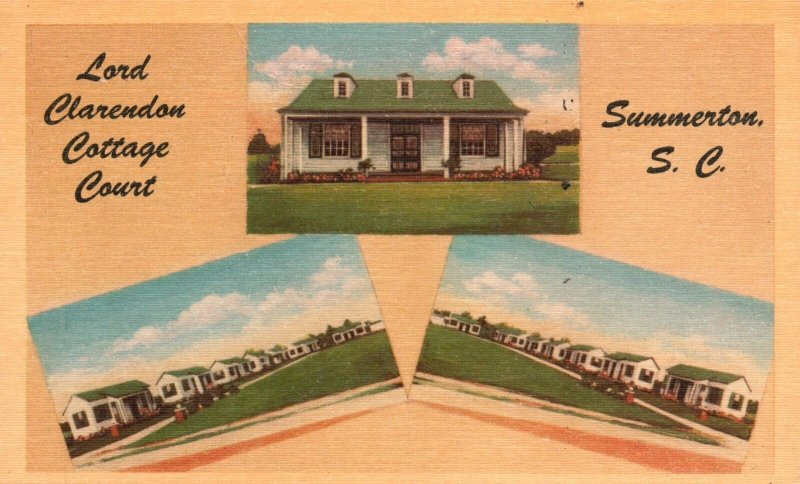 Vintage Postcard Lord Clarendon Cottage Court Summerton South Carolina S. C.