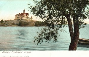 Vintage Postcard 1900's Water Around Home Boat Klippan Helsingfors Finland