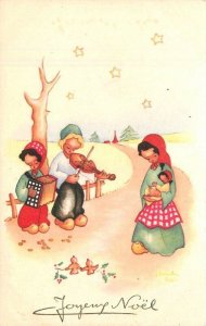 1950s Merry Christmas Children musicians comic humor Postcard 22-6995