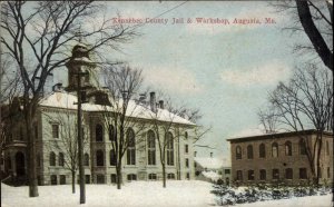 Augusta Maine ME Kennebec County Jail & Workshop c1910 Vintage Postcard