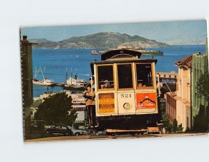 Postcard Cable Car On San Francisco Hill, San Francisco, California