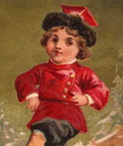 1880s Shepard Norwell & Co. Merry Christmas Cute Russian Child Winter F106