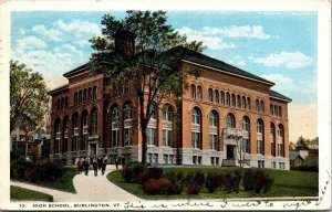 Vtg Burlington Vermont VT High School 1920s White Border Postcard