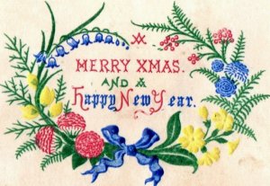 1866 Embossed Victorian Merry Christmas & Happy New Year Card Fab! P133