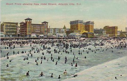 New Jersey Atlantic City Beach Front Showing New Hotel Strand