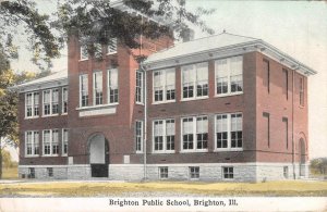 BRIGHTON PUBLIC SCHOOL Illinois Macoupin County 1912 Kropp Antique Postcard