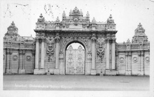 RPPC DOLN ABAHCE SARAYI KAPUSU ISTANBUL TURKEY REAL PHOTO POSTCARD (c. 1930s)