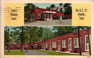 1940s Tobe's Modern Court Motel & Restaurant Oneida Tennessee Postcard