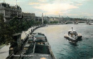 Navigation & sailing related vintage postcard London Thames paddleboat Needle