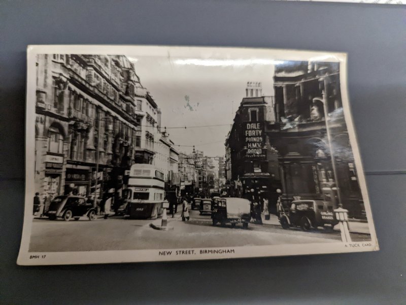 RPPC UK New Street Birmingham Real photo Great Auto's/Ads