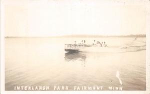 B93/ Fairmont Minnesota Real Photo RPPC Postcard 1927 Speed Boat Interlaken Park