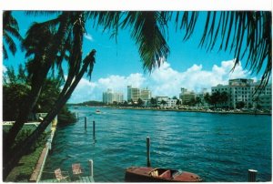 Hotel View And Indian Creek, Miami, Florida, 1968 Chrome Postcard, Slogan Cancel