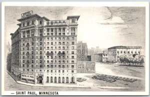 Hotel Saint Paul Minnesota MN Historical Building Roadway Antique Postcard