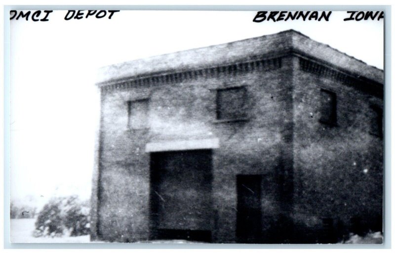 c1960's DMCI Depot Brennan Iowa Vintage Train Depot Station RPPC Photo Postcard