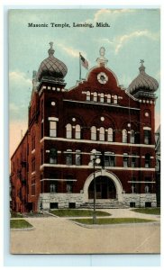 Masonic Temple Lansing Michigan 1916 Albion Vintage Antique Postcard