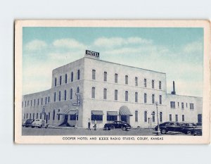 Postcard Cooper Hotel and KXXX Radio Studio Colby Kansas USA