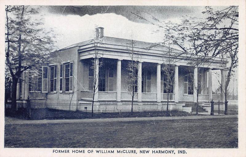 Home of William McClure, New Harmony, Indiana, Early Postcard, Unused