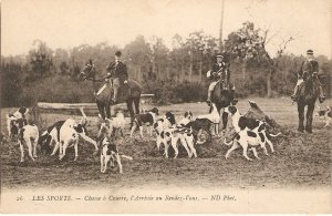 Les Sporte. Chasse a Course. Horses. Dogs Old vintage French PC