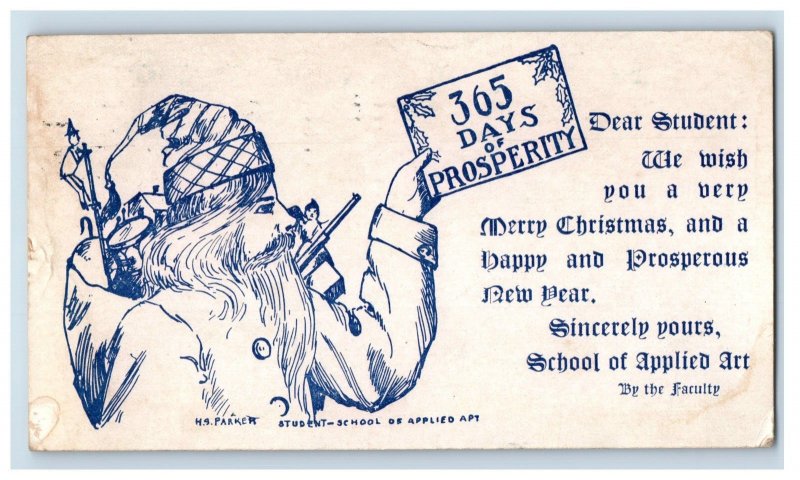 1900-10's Santa Claus School Of Applied Art Christmas Postcard F150E