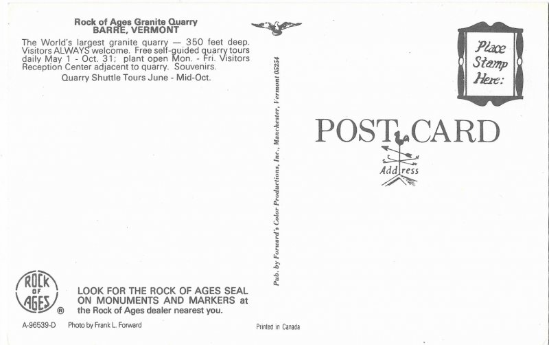 Rock of Ages Granite Quarry Barre Vermont Visitors Welcome