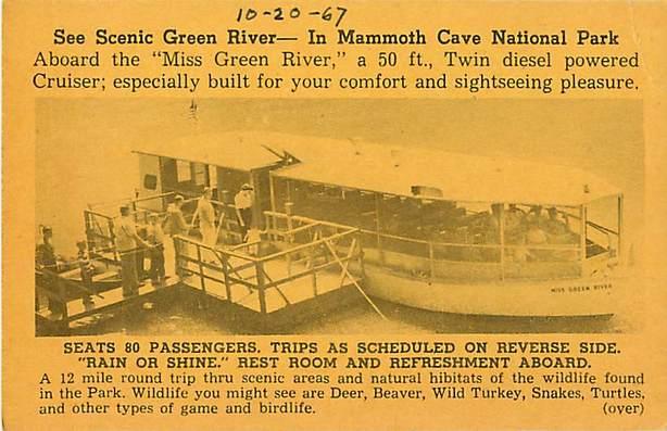 Advertising Card Miss Green River Boat Trip Mammoth Cave KY