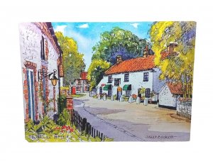 Thornham Village Norfolk Vintage Art Painting Postcard By Janet Beckett 1998