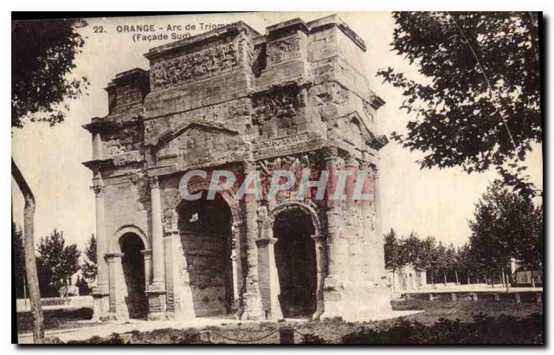 Postcard Old Orange Triumphal Arch Facade south