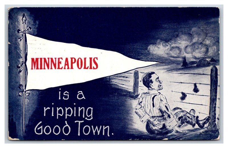 Comic Pennant Greetings Minneapolis Minnesota MN Is a Good Town DB Postcard K16