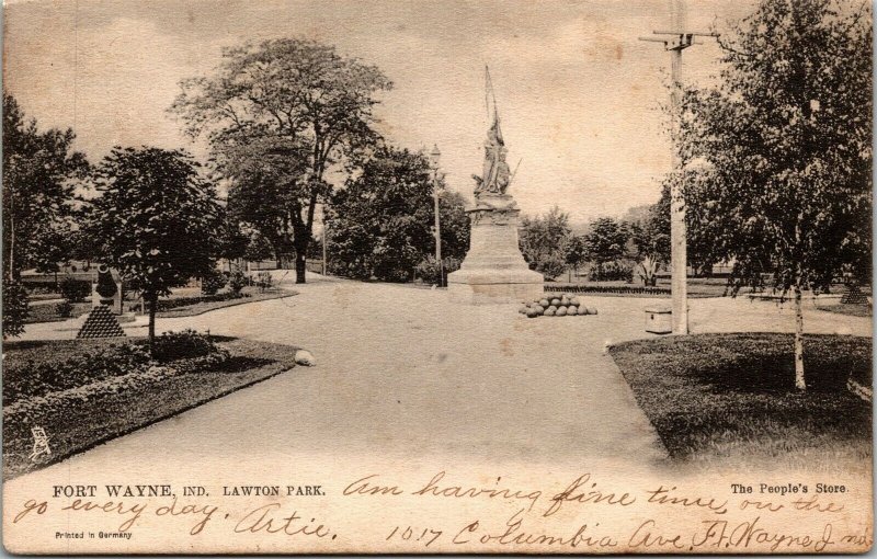 Vtg Fort Wayne Indiana IN Lawton Park 1906 Raphael Tuck Old View Postcard 