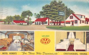 Christiansburg Virginia Motel Roberts Vintage Postcard AA22427