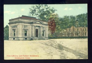 Stonington, Connecticut/CT/Conn Postcard, Free Library & Palmer Residence