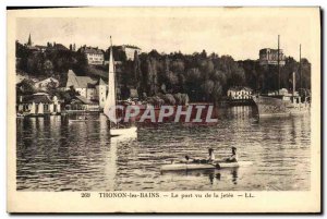 Old Postcard Thonon les Bains Port Seen from the Jetee