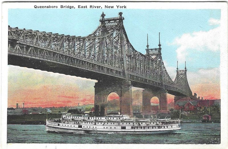 1930's Queensboro Bridge, East River, New York Haberman's Postcard