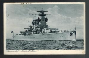 1939 WW2 Germany RPPC Postcard navy Kriegsmarine Battleship Admiral Scheer @ sea