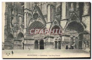 Old Postcard Bourges Cathedrale Five Gates