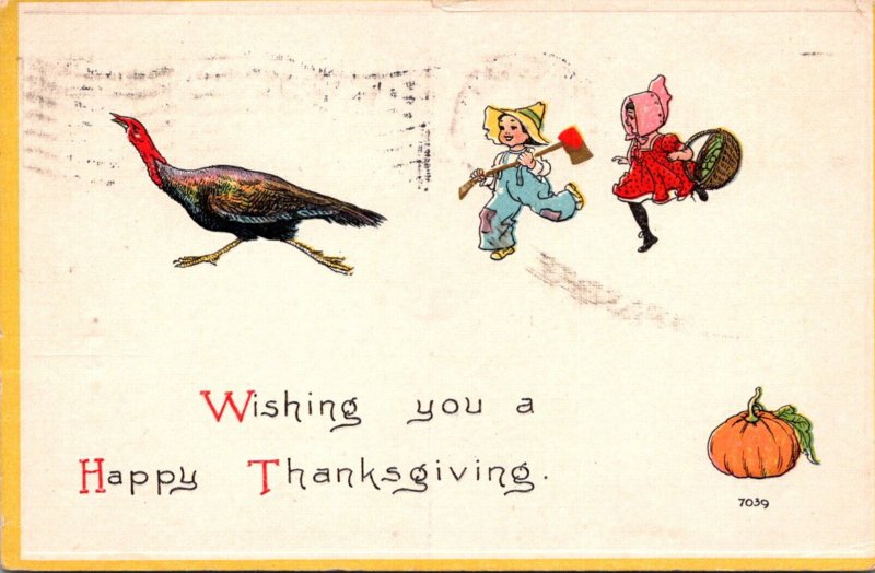 Thanksgiving Greetings With Turkey 1914