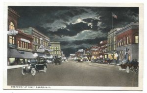 Postcard Broadway at Night Fargo ND North Dakota