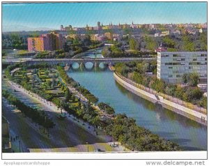 Spain Madrid Manzanares River Panoramic View