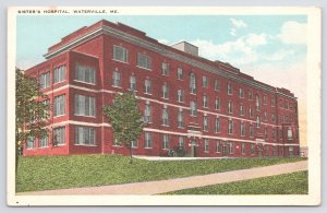 Waterville Maine~Panorama Sisters Hospital~Vintage Auto Parked By Door~Vtg PC