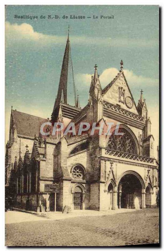 Old Postcard Basilica of N D Liesse Portal