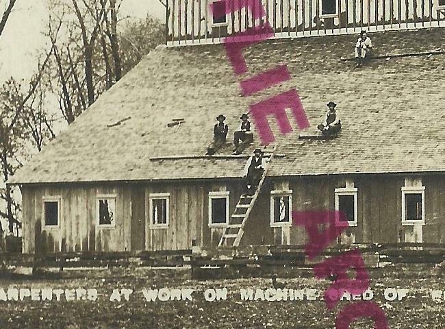 Janesville MINNESOTA RPPC 1910 BARN RAISING Construction WORKERS nr Mankato