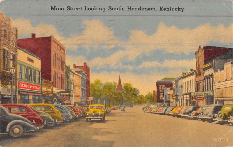 Henderson Kentucky Main Street Scene Historic Bldgs Antique Postcard K46857