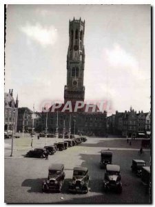 Postcard Modern Bruges Belfry Automotive