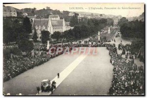 Old Postcard Lourdes L & # 39Esplanade the Blessed Sacrament Procession